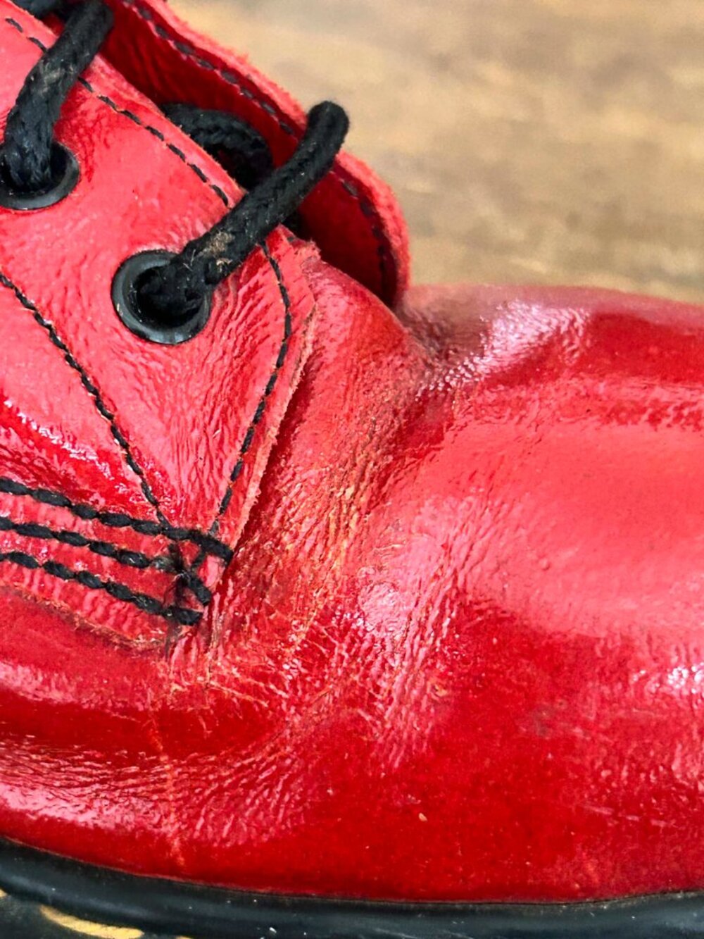 Vintage Dr. Martens 1914 Made In England Red 14-Eye Boots Size UK7/USW9 - Picture 9 of 15